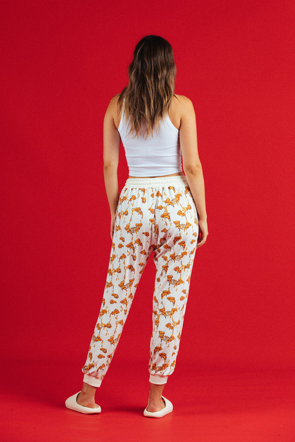 Pizza Pants Unisex Pizza-print Lounge Pants, Relaxed Straight Leg - Slouch Potato Pizza & Dumplings 