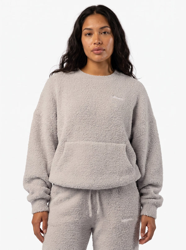Model Wearing The Plush Mode Set, Front 