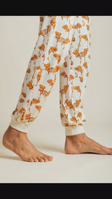 Pizza Pants unisex lounge pants, fabric moving as the model walks - Slouch Potato